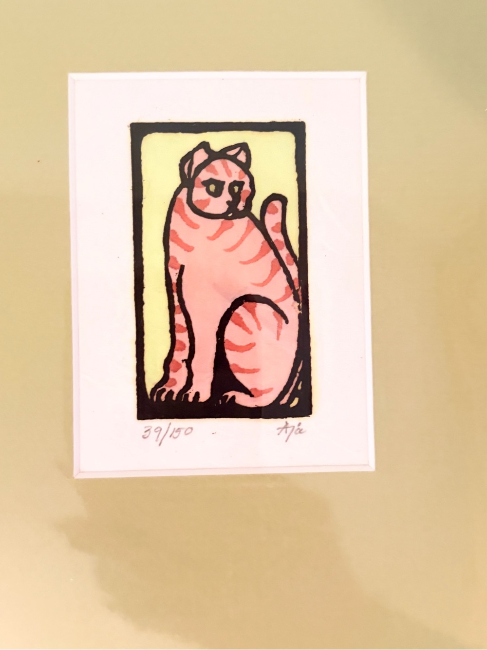 Alice Jaeger Ashland Daring Cat Art Print 39/150 Matted & Signed with COA